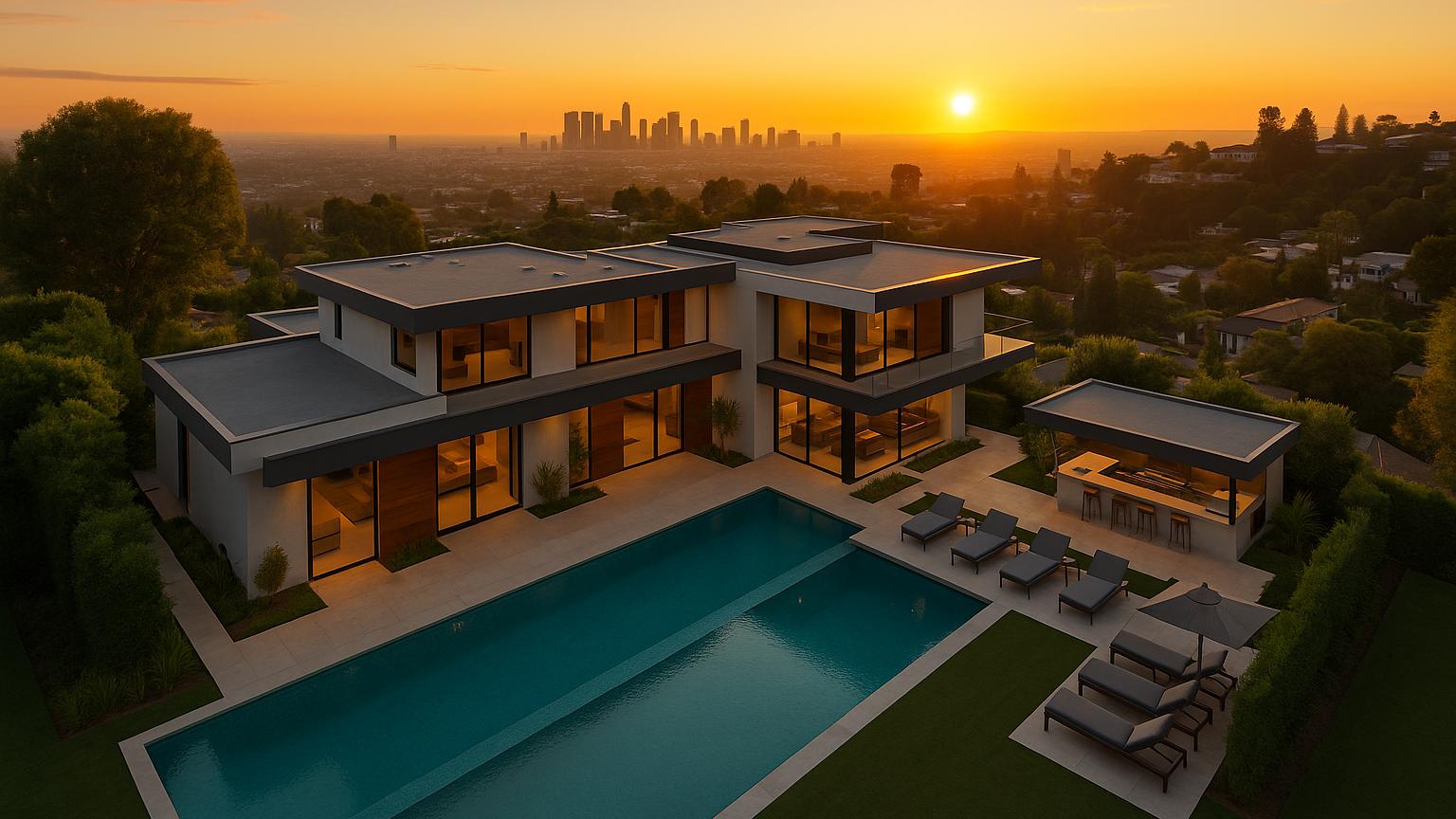 Luxury Beverly Hills estate with pool and panoramic views, representing LA all-cash sales.
